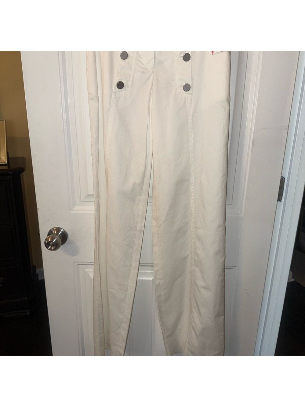 Elegant White High-Waisted Women's Sailor Trousers Clean Girl